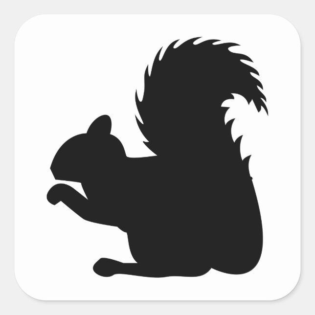 Squirrel Silhouette Square Sticker (Front)