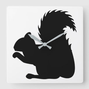 Squirrel Silhouette Square Wall Clock