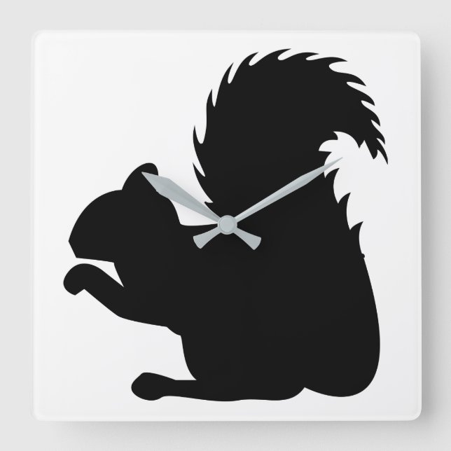Squirrel Silhouette Square Wall Clock (Front)
