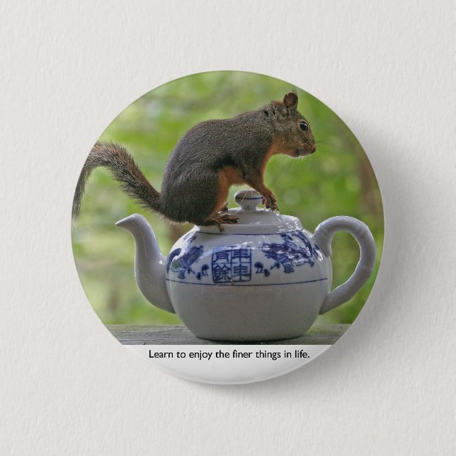 Squirrel Sitting on a Teapot 2 Inch Round Button (Front)