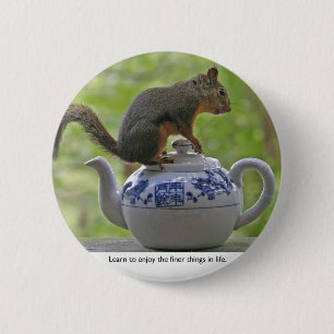 Squirrel Sitting on a Teapot 2 Inch Round Button