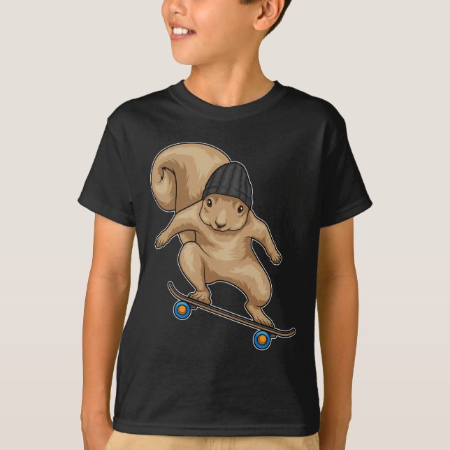 Squirrel Skater Skateboard Sports T-Shirt (Front)