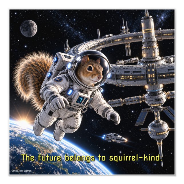 Squirrel Space Future Photo Print (Front)