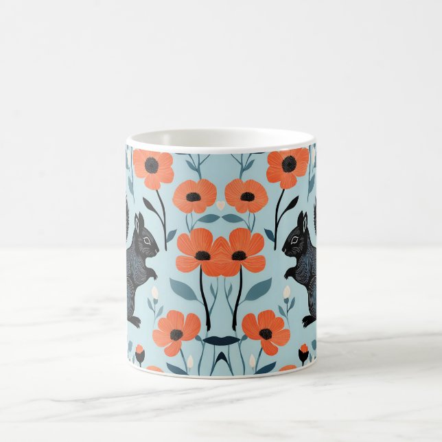 Squirrel Spring Flowers Art  Coffee Mug (Center)