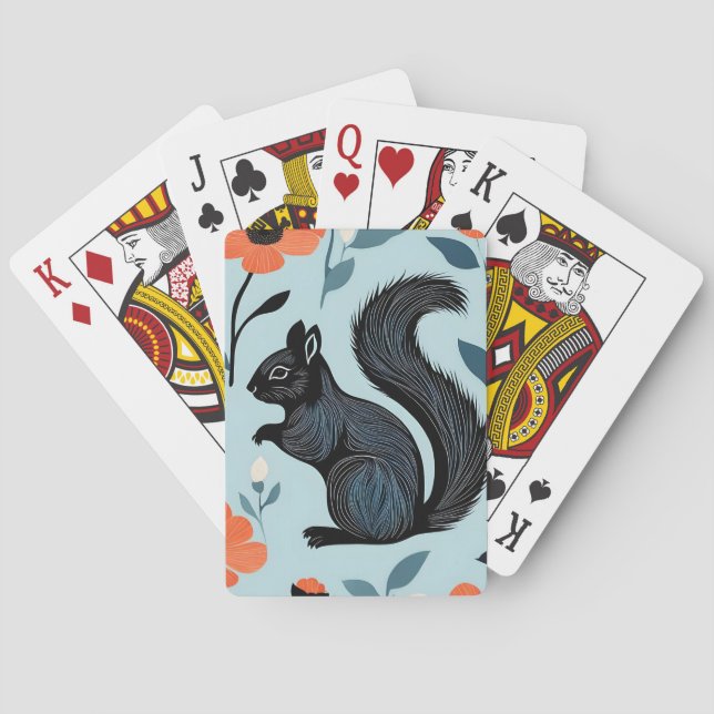 Squirrel Spring Flowers Art  Playing Cards (Back)