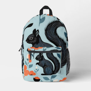 Squirrel Spring Flowers Art  Printed Backpack