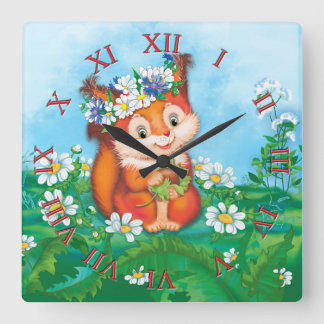 Squirrel   square wall clock