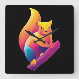 Squirrel  square wall clock