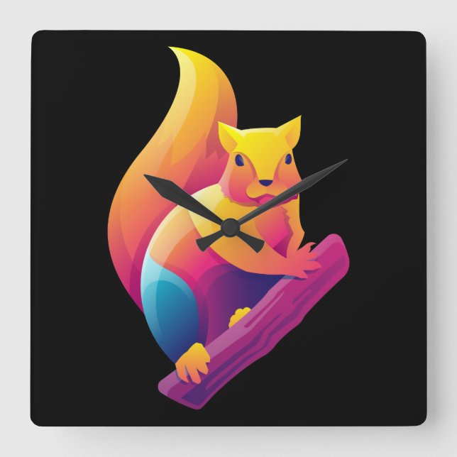Squirrel  square wall clock (Front)
