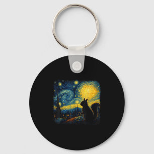 Squirrel Starry Night Van Gogh Art For Men Women K Keychain