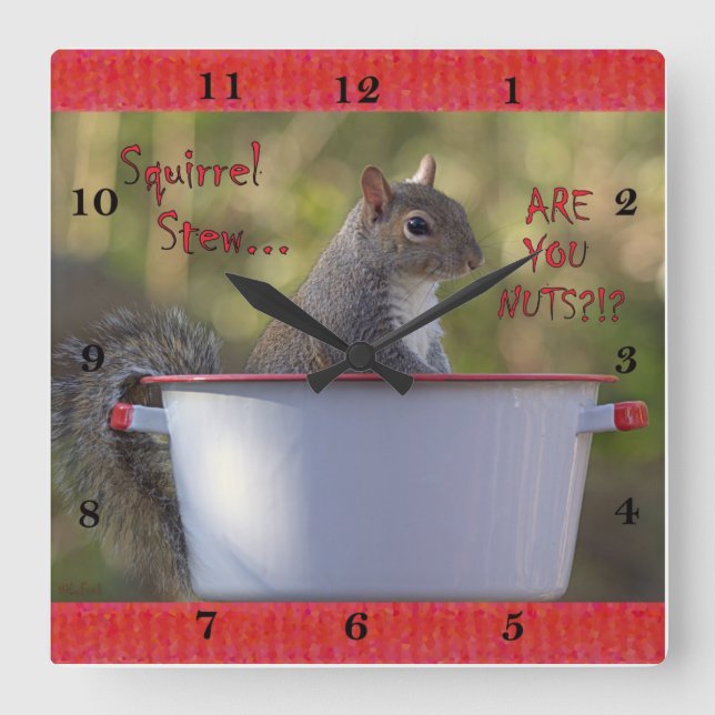 Squirrel Stew ... ARE YOU NUTS?!? Square Wall Clock (Front)