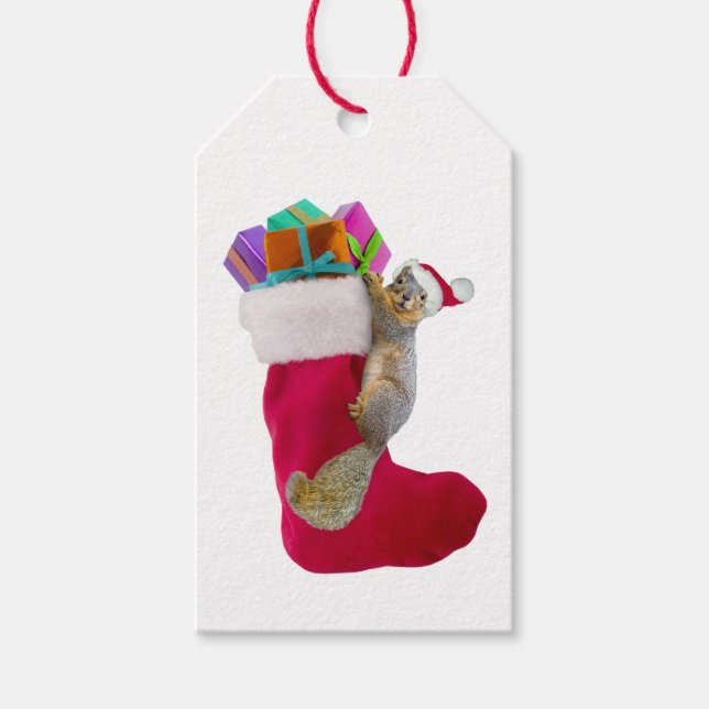 Squirrel Stocking Gift Tags (Front)