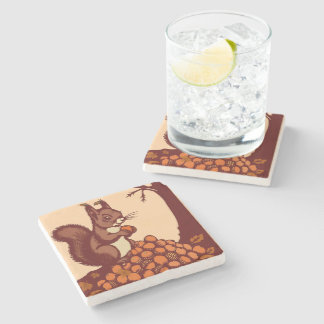 🐿️ Squirrel Stone Coaster - Marble, Travertine
