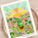 Squirrel Sunrise Garden Thinking About You Postcard<br><div class="desc">Capture the charm of a sunny morning with our delightful squirrel garden postcard. Featuring a vibrant illustration of a cheerful squirrel amidst blooming flora, it radiates warmth and happiness. The colourful scene is sure to bring a smile to anyone's face. With the heartfelt message "Thinking About You, " it serves...</div>