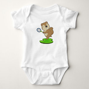 Squirrel Tennis Tennis racket Baby Bodysuit