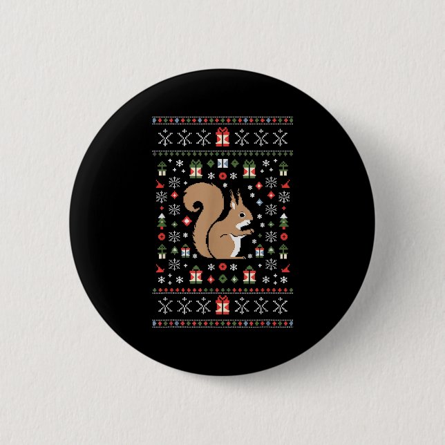 Squirrel Ugly Christmas  2 Inch Round Button (Front)