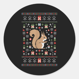 Squirrel Ugly Christmas  Classic Round Sticker