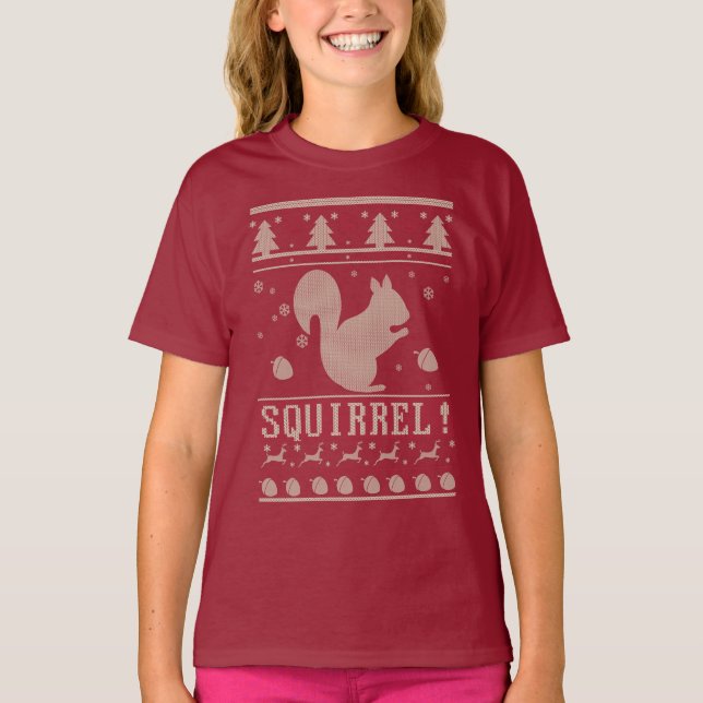 Squirrel Ugly Christmas T-Shirt (Front)