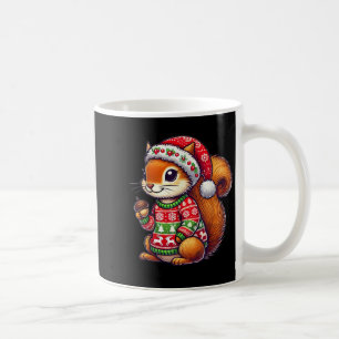 Squirrel Ugly Sweater Santa Hat Christmas  Coffee Mug