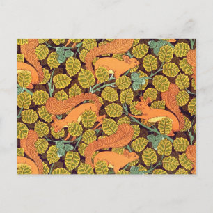 Squirrel Vintage Wallpaper Postcard