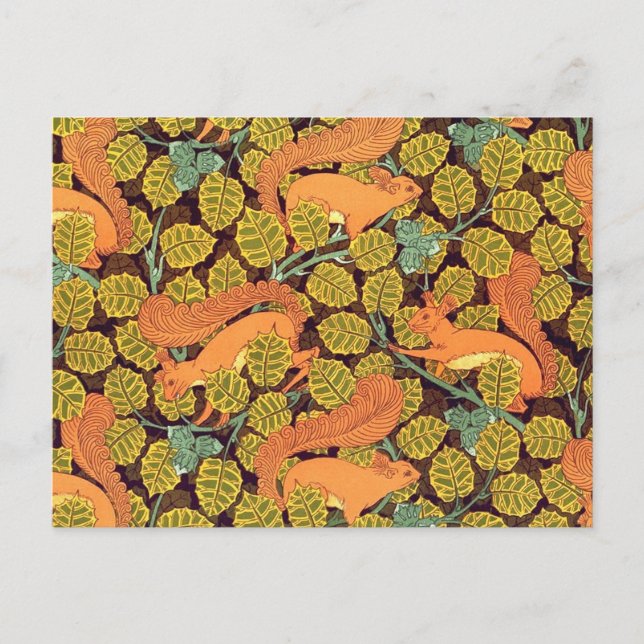 Squirrel Vintage Wallpaper Postcard (Front)