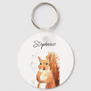 Squirrel watercolor animal woodland baby fall cute keychain