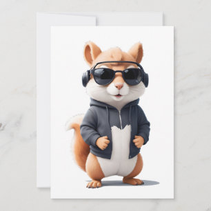 Squirrel Wearing Hoodie Funny Cool Animal Vector Invitation