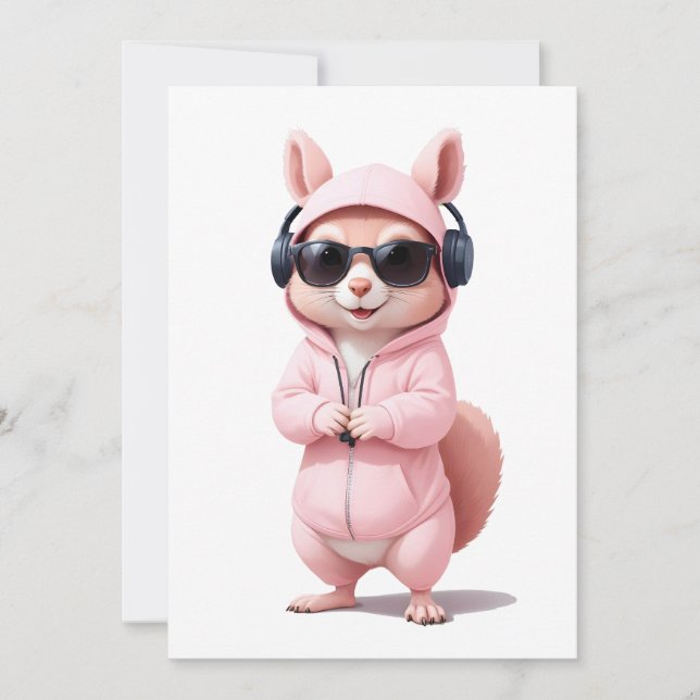 Squirrel Wearing Hoodie Funny Cool Animal Vector Invitation (Front)