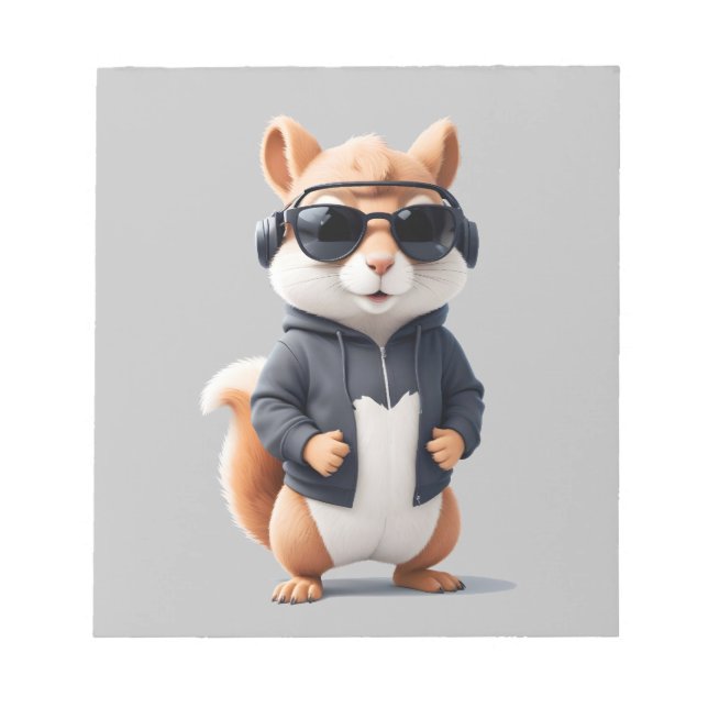 Squirrel Wearing Hoodie Funny Cool Animal Vector Notepad (Front)