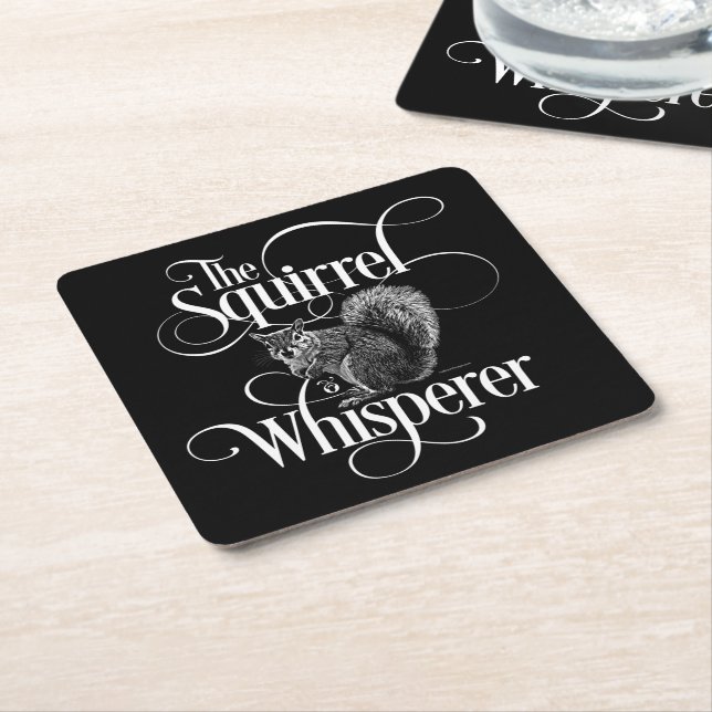 Squirrel Whisperer - funny squirrel lover Square Paper Coaster (Angled)