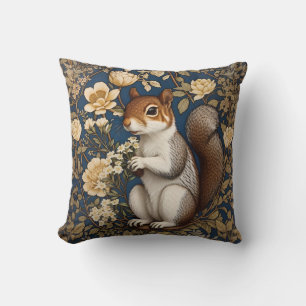 Squirrel With Acacia Flowers William Morris Throw Pillow