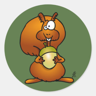 Squirrel with acorn classic round sticker