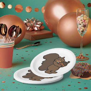 Squirrel with Acorn Cute Woodland Animal Paper Plate