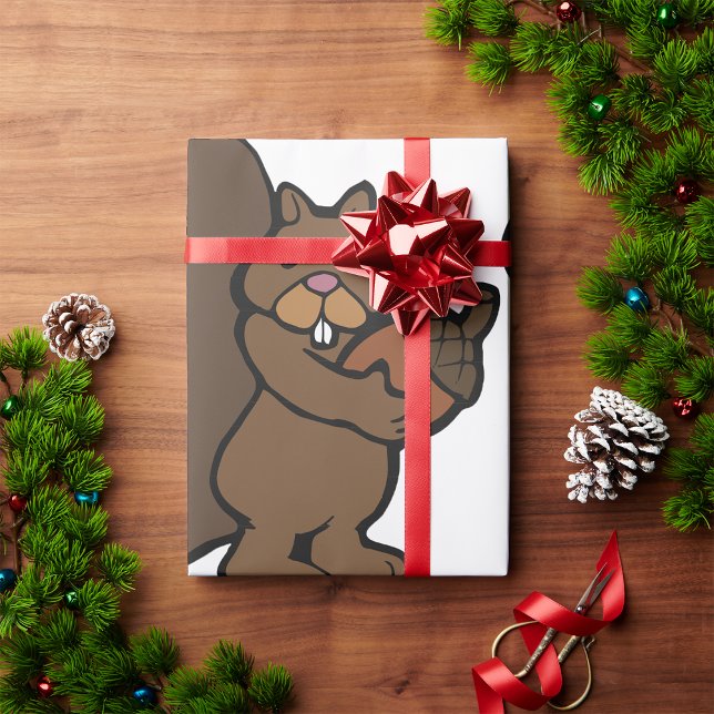 Squirrel with Acorn Cute Woodland Animal Wrapping Paper (Creator Uploaded)