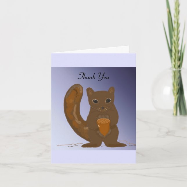 Squirrel with Acorn Thank You Card (Front)