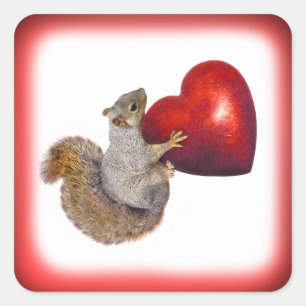 Squirrel with Big Red Heart Sticker