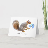 Squirrel with Blue Flowers Card