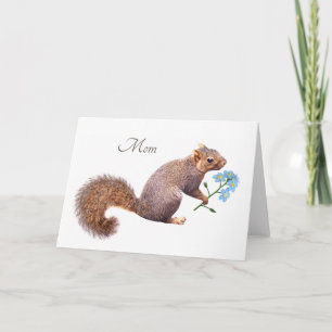 Squirrel with Blue Flowers Mother's Day Card