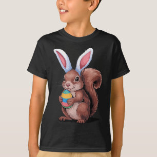 Squirrel With Bunny Ears Funny Easter Kids Boys Gi T-Shirt