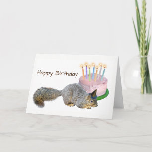 Squirrel with Cake Birthday Card