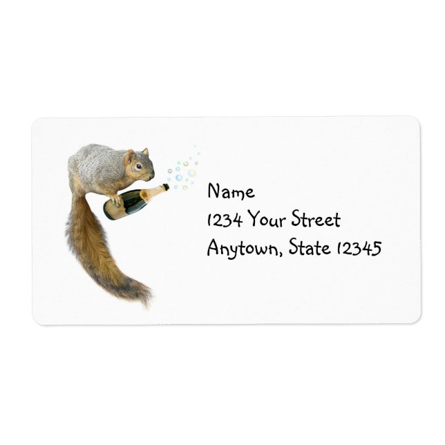 Squirrel with Champagne Address Labels (Front)