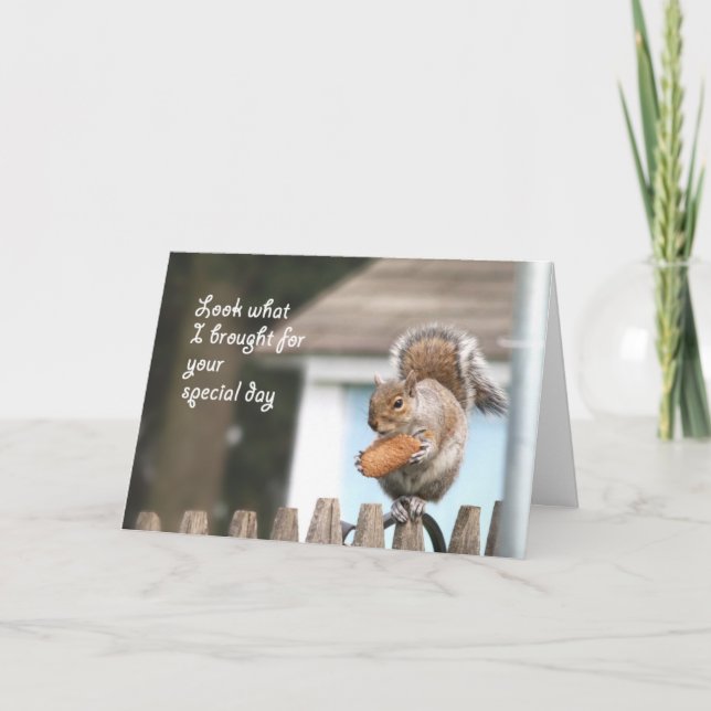 Squirrel with cookie Happy Birthday card - Funny (Front)
