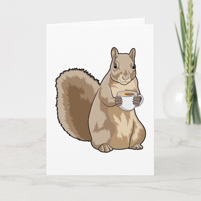 Squirrel with Cup of Coffee Card (Front)