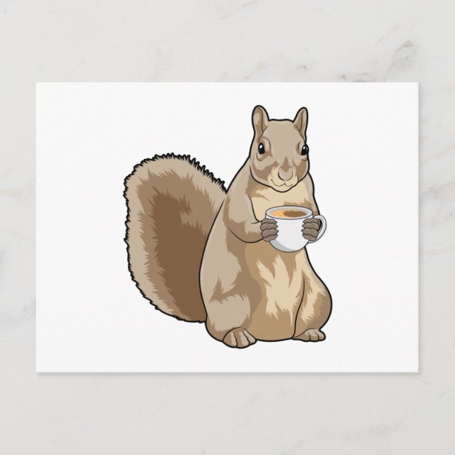 Squirrel with Cup of Coffee Postcard (Front)