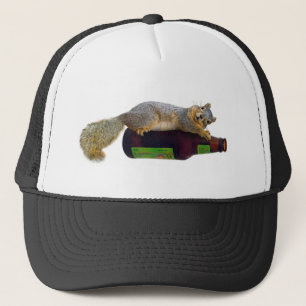 Squirrel with Empty Beer Bottle Trucker Hat