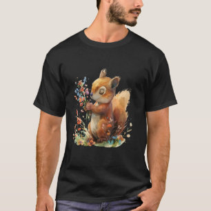 squirrel with flowers cute chipmunk squirrels anim T-Shirt
