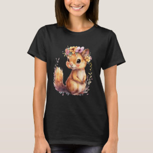 squirrel with flowers cute chipmunk squirrels anim T-Shirt