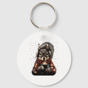 Squirrel With Gles Christmas Lights Funny Coffee W Keychain