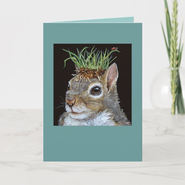 squirrel with grass clump card (Front)