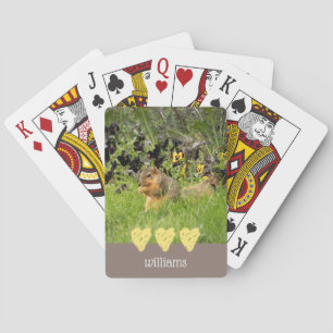 Squirrel with Hearts Personalized Playing Cards